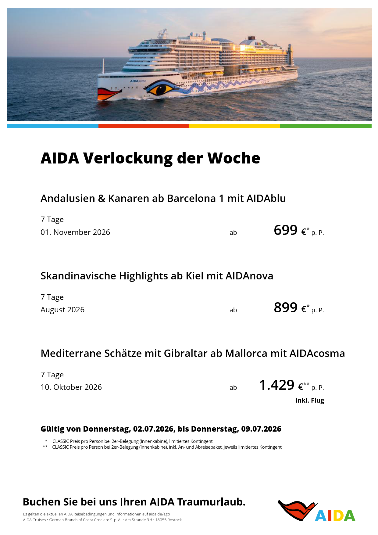 AIDA Verlockung der Woche
